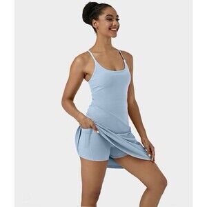 Halara Softlyzero Adjustable 2-in-1 Pocket Active Dress Light Blue Size M NWT!!